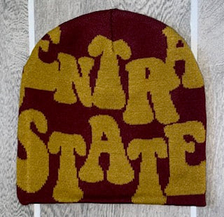 JACQUARD JUMBO PRINT VINTAGE MAROON CENTRAL STATE KNIT BEANIE