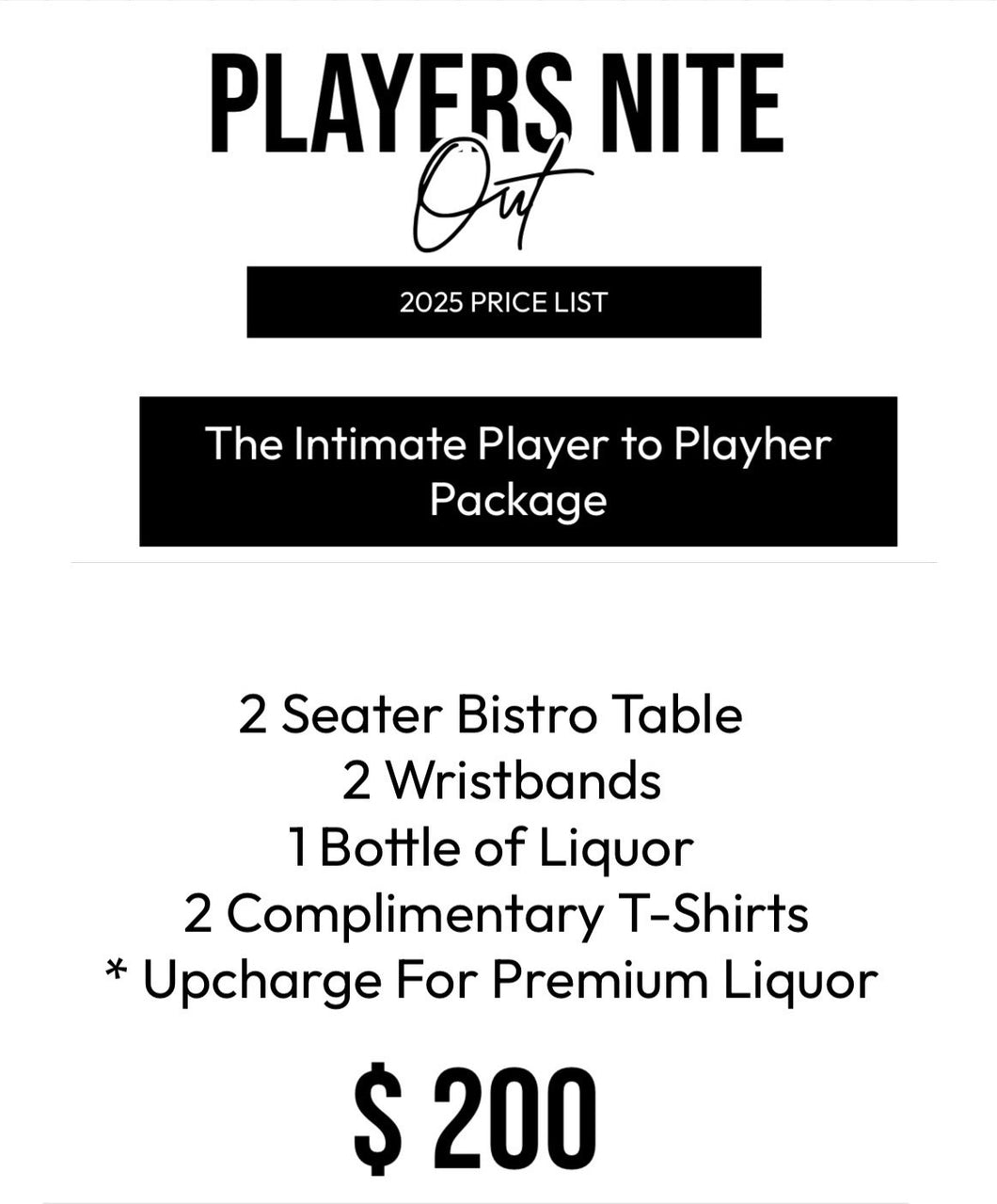 PLAYER TO PLAYHER INTIMATE 2 SEATER PACKAGE